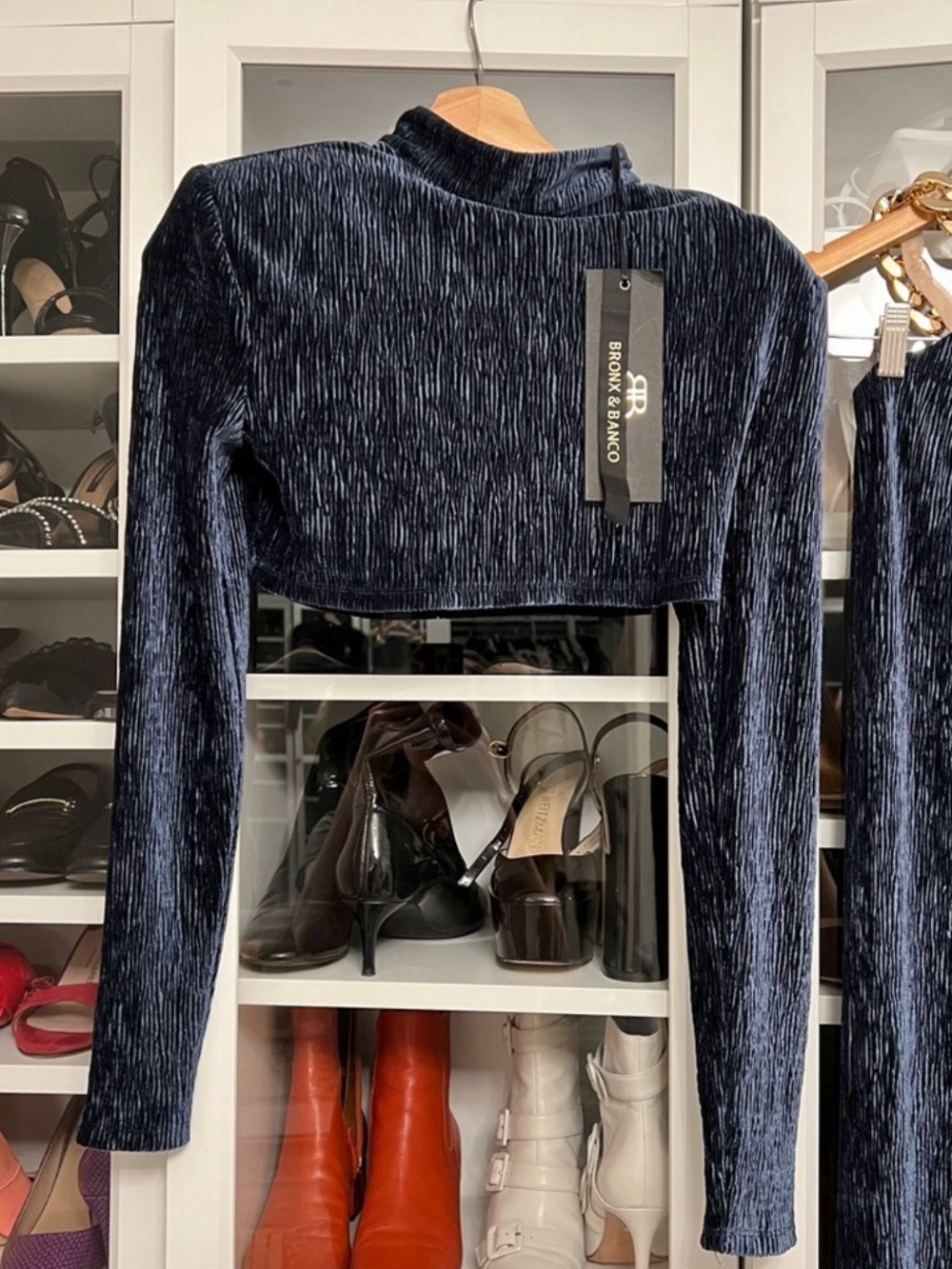 Bronx and Banco Cleopatra Two Piece Navy Velvet Set - Picture 4 of 11